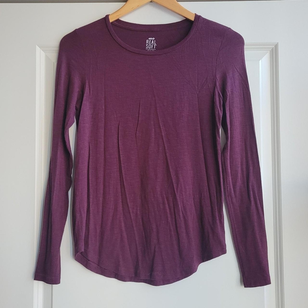 Aerie Aubergine Crew Neck Top Size S
